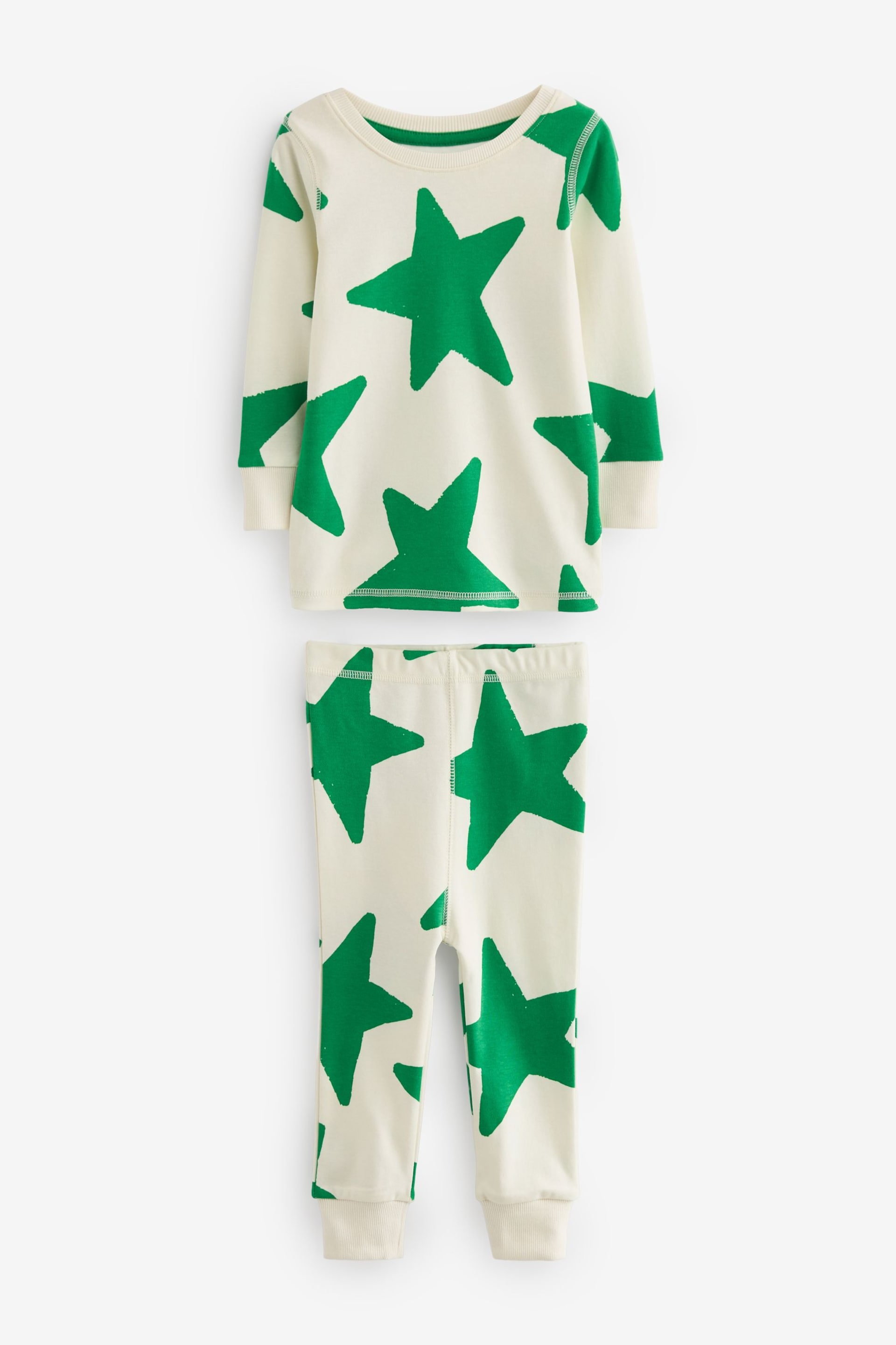 Red/Blue/Green Stars 3 Pack Snuggle Pyjamas (9mths-12yrs) - Image 9 of 17