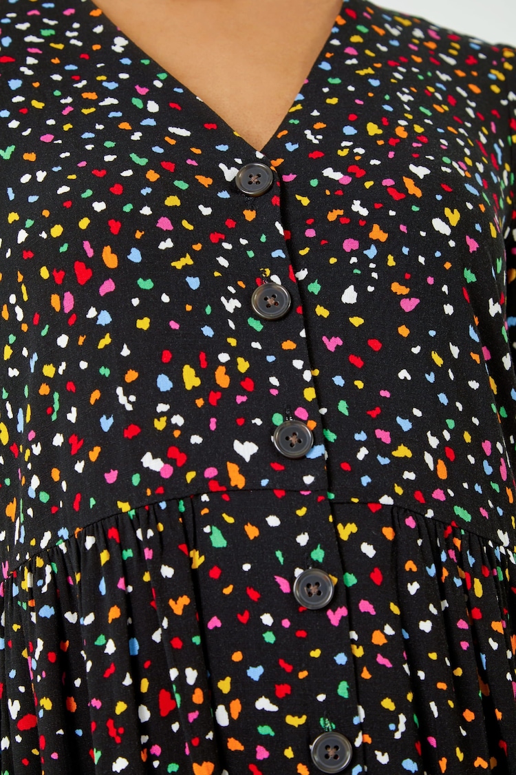 Dusk Black Ditsy Spot Print Button Down Tata Dress - Image 5 of 5