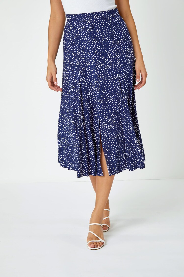 Dusk Blue RomanConfetti Spot Print Midi Skirt - Image 1 of 5