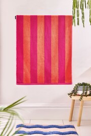 Pink/Orange Bright Block Stripe 100% Cotton Towel - Image 3 of 5