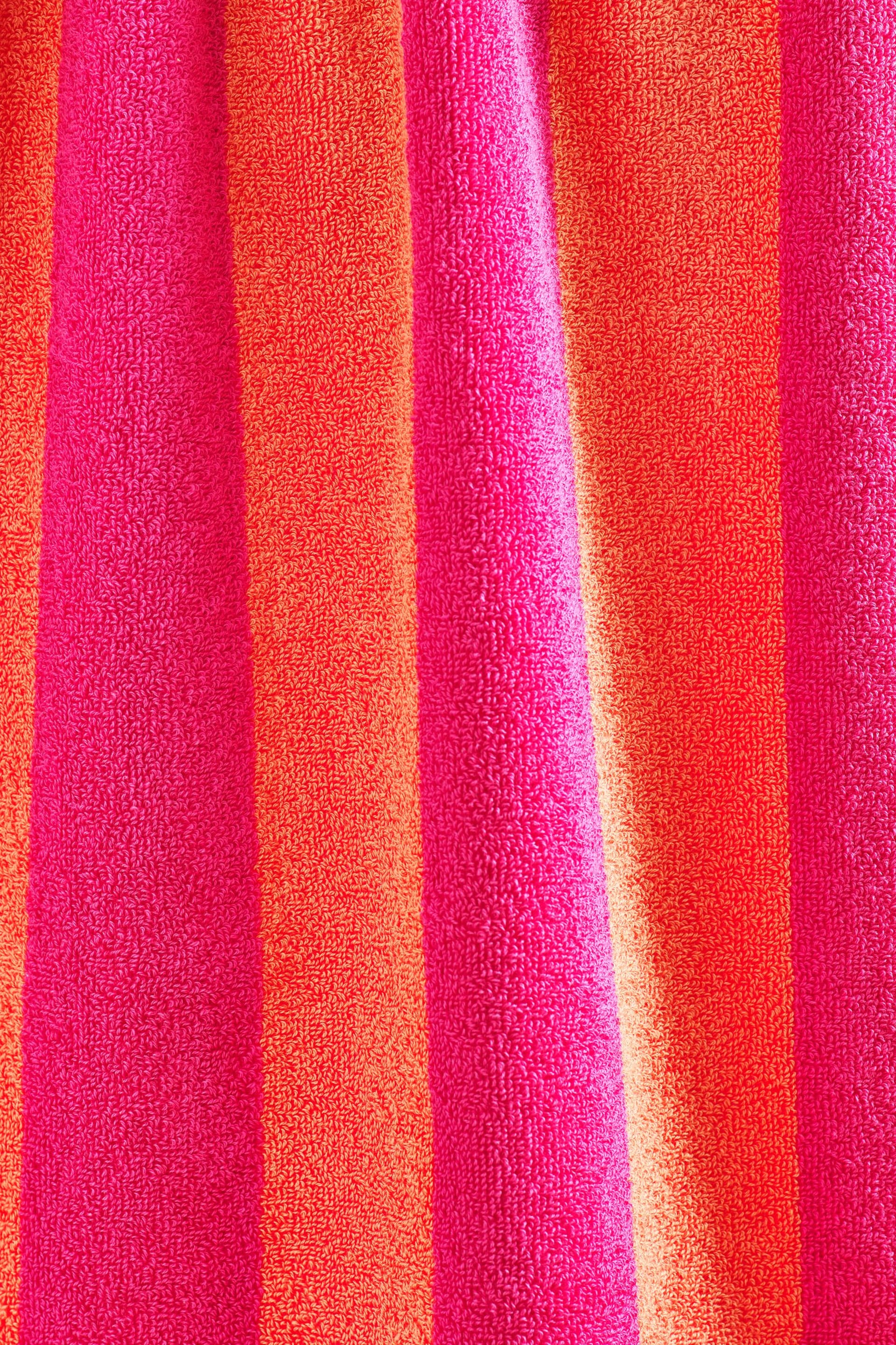 Pink/Orange Bright Block Stripe 100% Cotton Towel - Image 4 of 5
