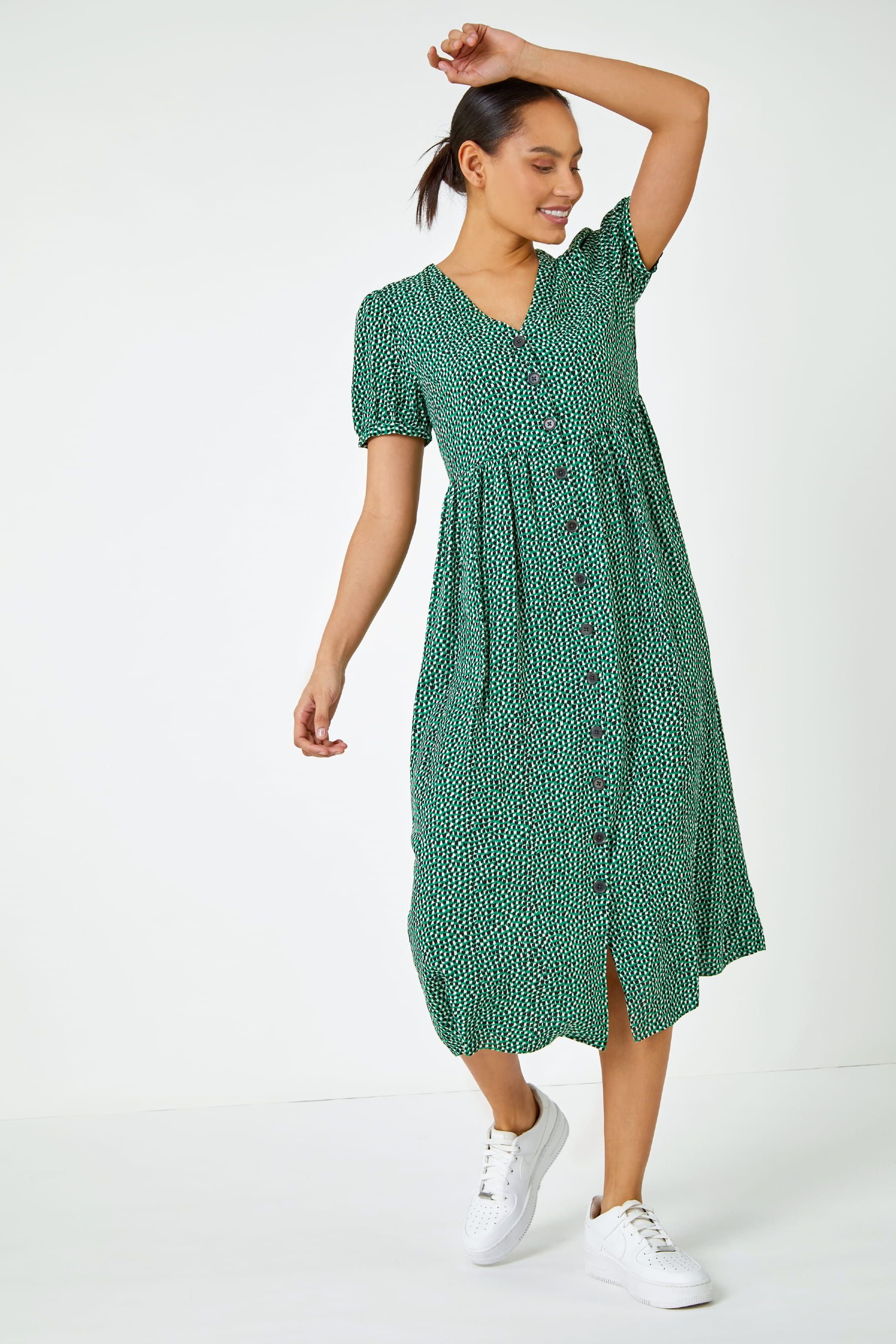 Button through dress midi best sale