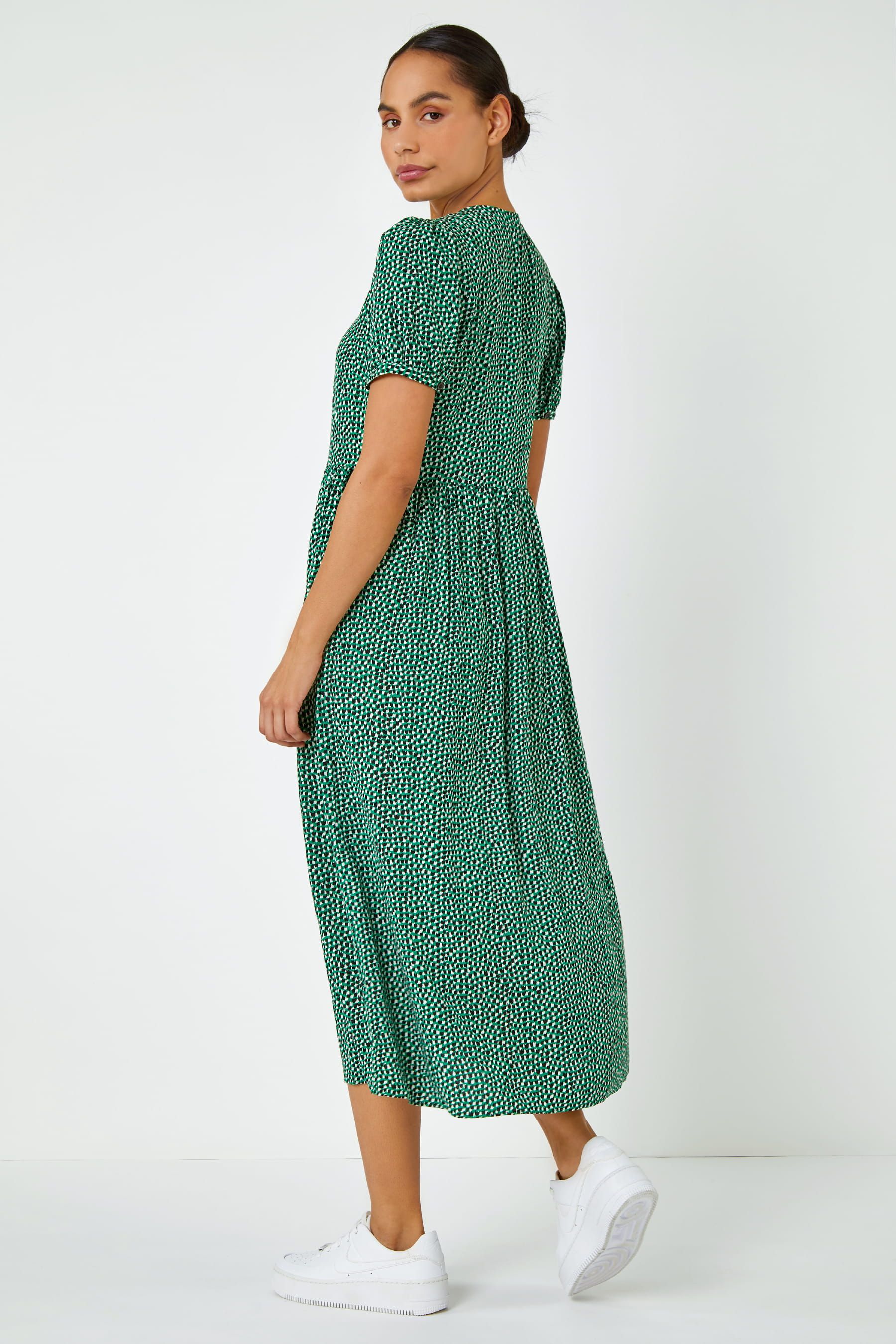Buy Dusk Green Ditsy Spot Button Through Midi Dress from the Next UK online shop