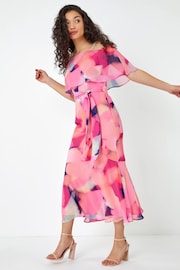 Dusk Pink Abstract Overlay Chiffon Maxi Dress - Image 1 of 5