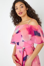 Dusk Pink Abstract Overlay Chiffon Maxi Dress - Image 4 of 5