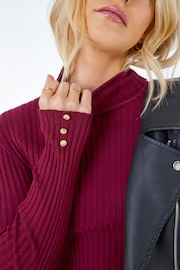 Dusk Red Ribbed Turtle Neck Jumper - Image 5 of 5