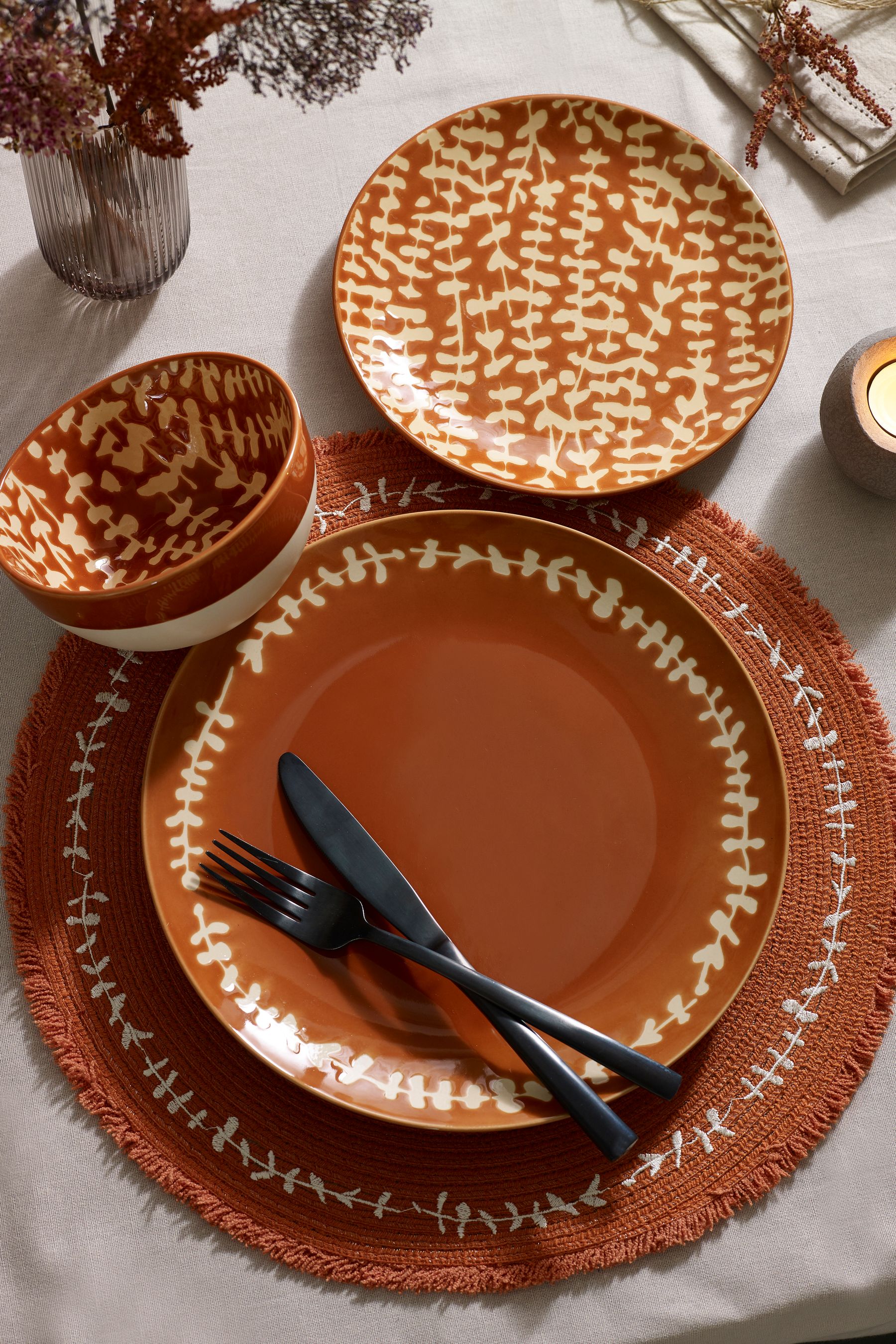 Orange dinner sets best sale