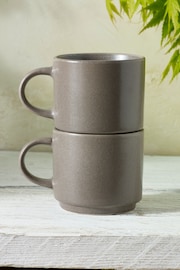 Set of 2 Mineral Grey Elda Stacking Mugs - Image 2 of 3