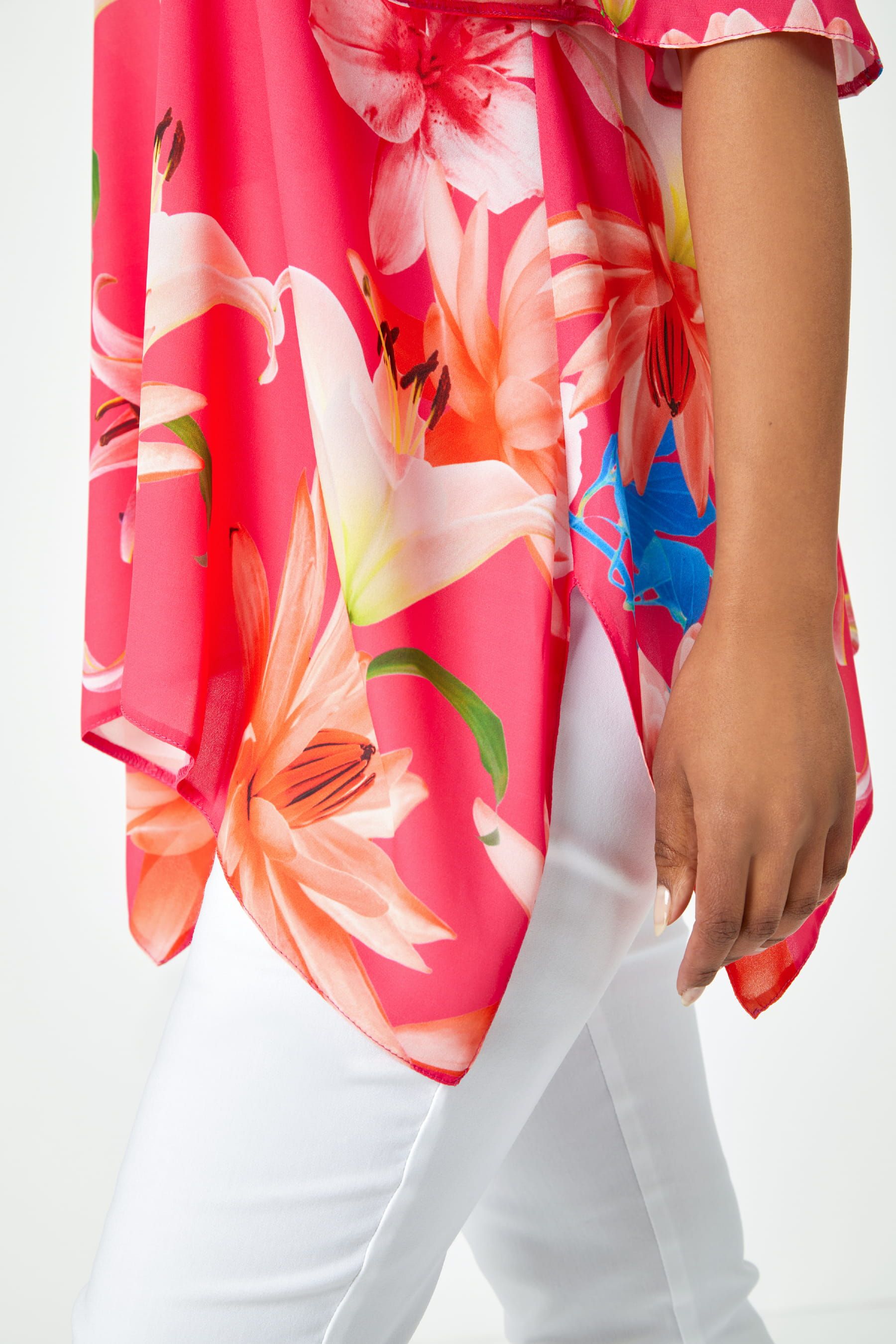 Buy Roman Pink Petite Floral Print Cold Shoulder Tunic Top from the Next UK online shop