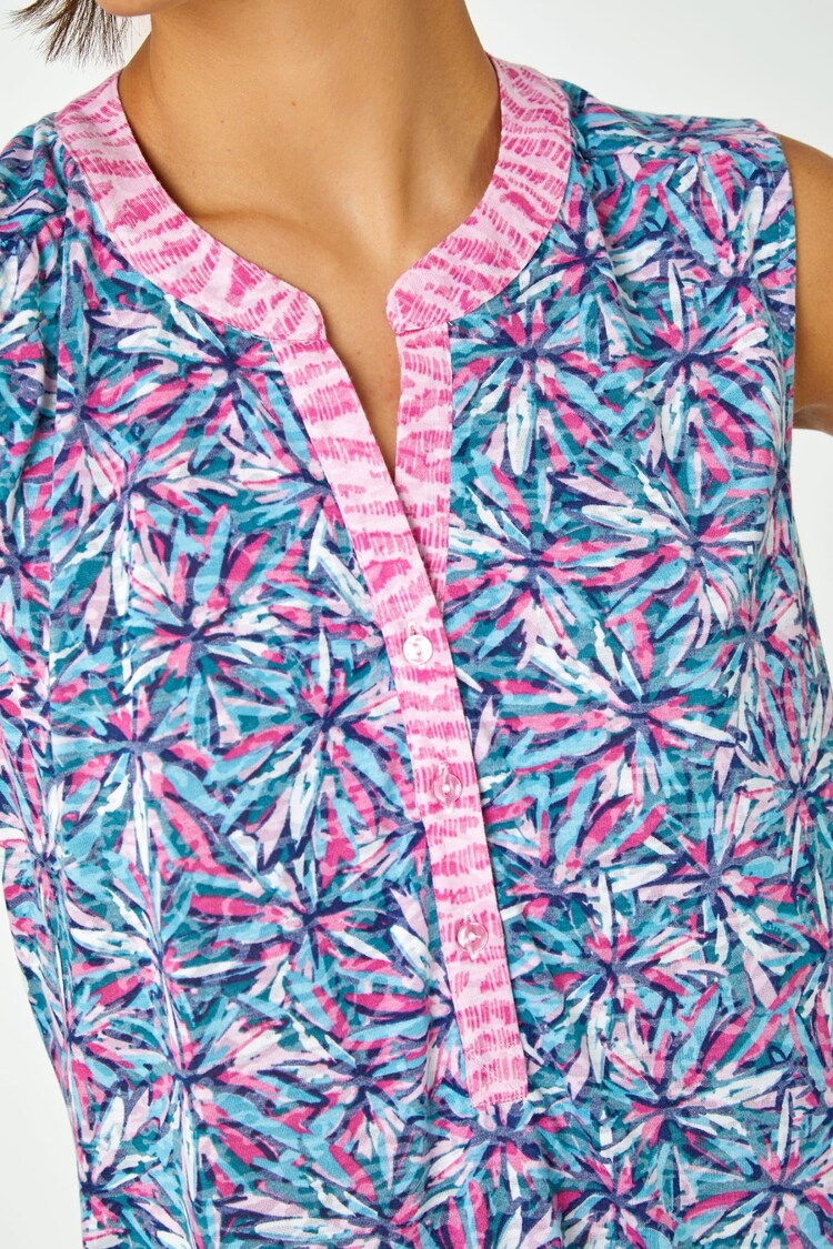 Roman Pink Floral Print Sleeveless Top - Image 5 of 5