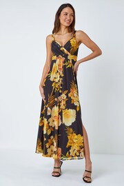 Roman Yellow Floral Print Stretch Maxi Dress - Image 1 of 5