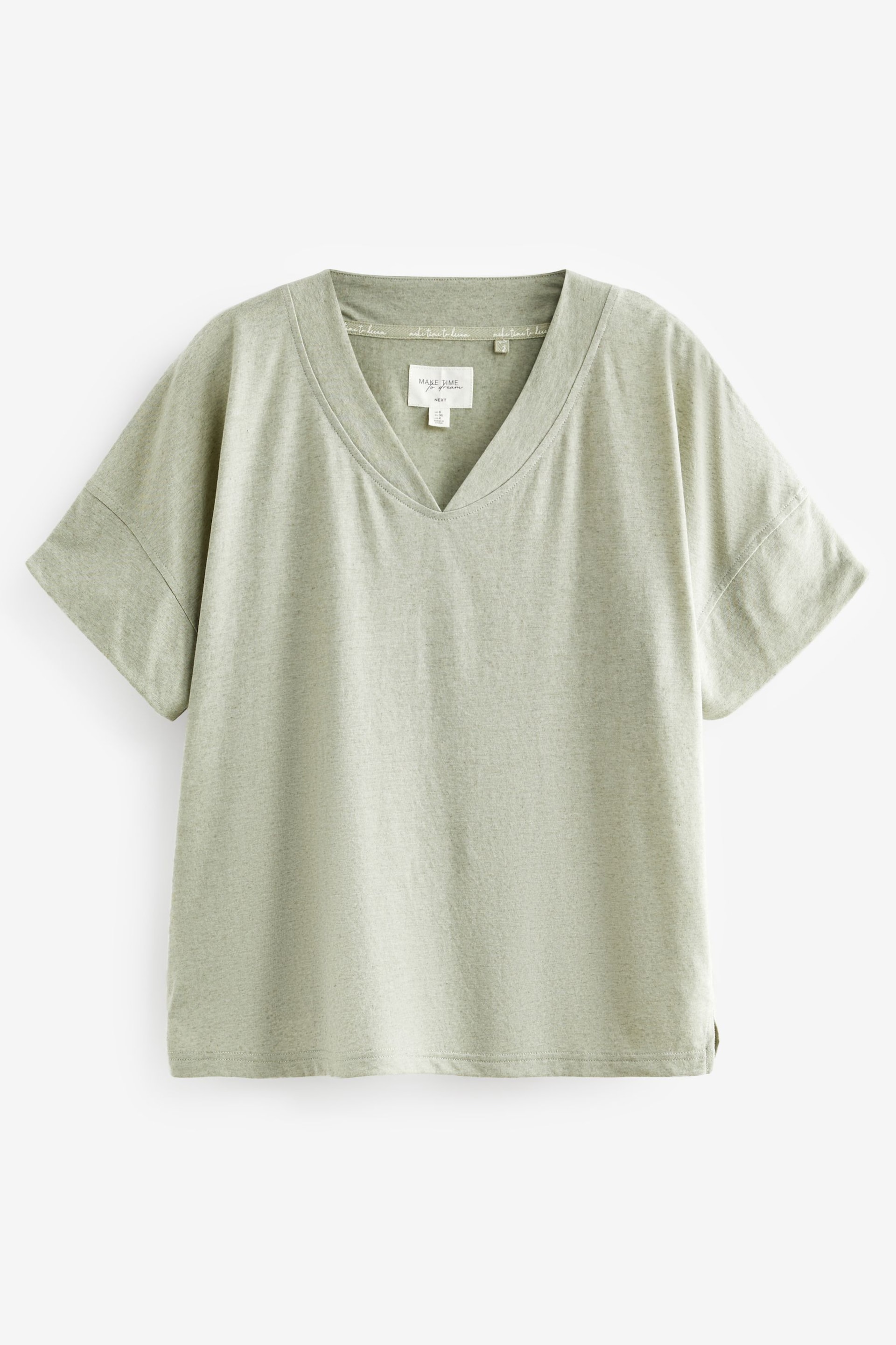 Sage Green Scene Print Linen Blend Short Sleeve Pyjamas - Image 7 of 9