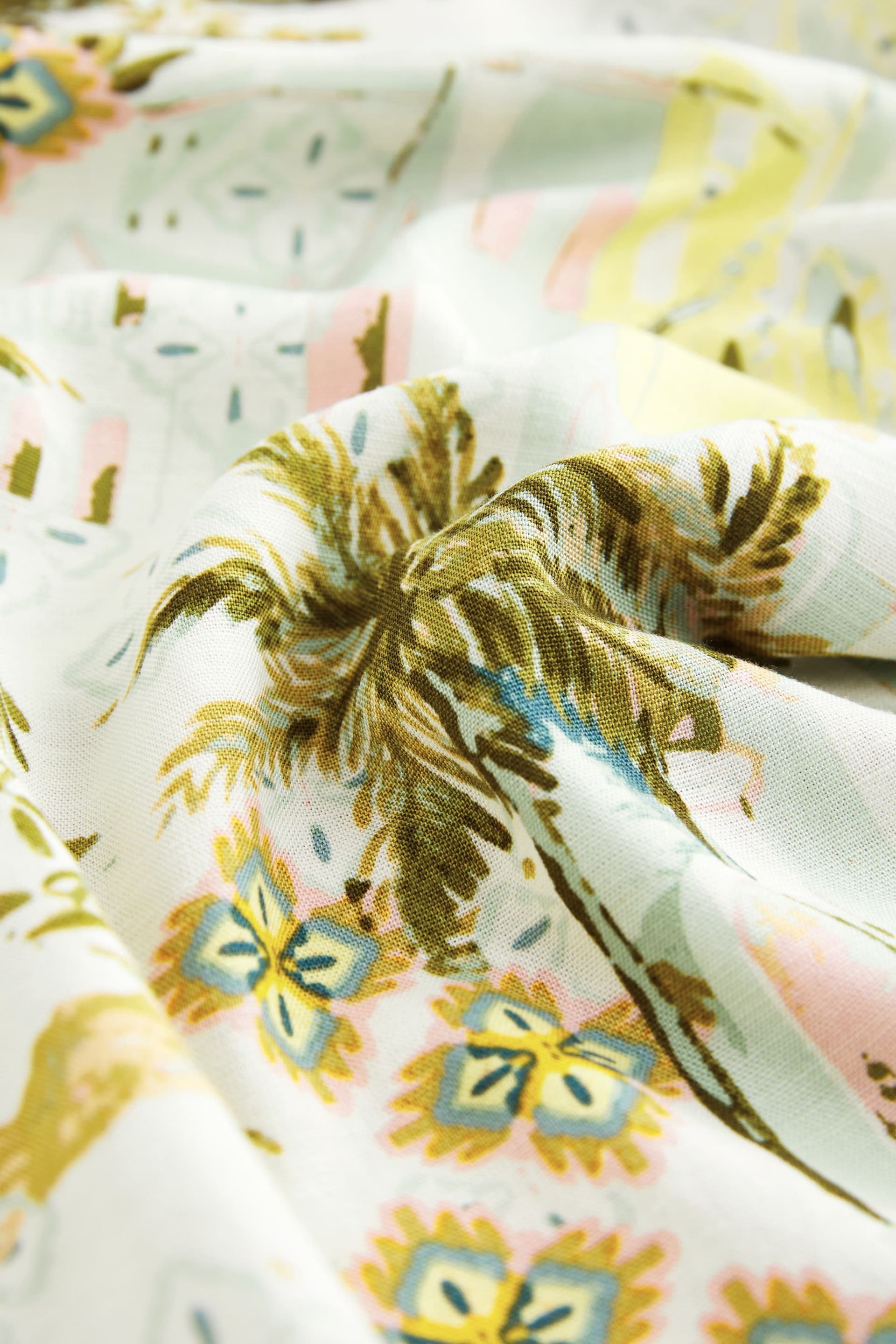 Sage Green Scene Print Linen Blend Short Sleeve Pyjamas - Image 9 of 9