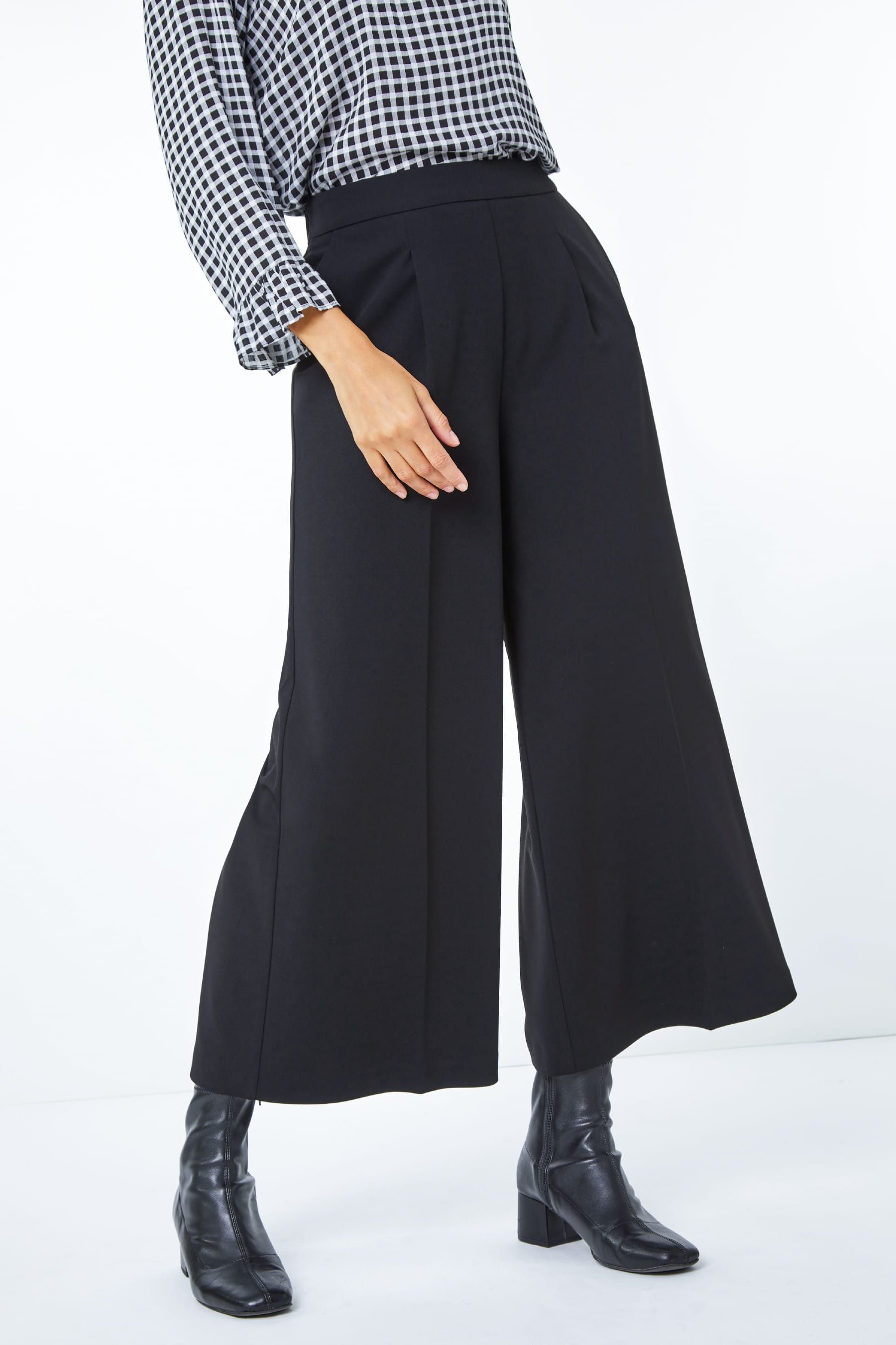 Buy Roman Black Wide Leg Stretch Culottes from the Next UK online shop