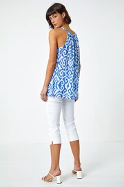 Roman Blue Abstract Burnout Jersey Halterneck Top - Image 2 of 5