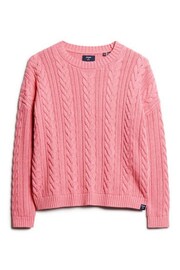 Superdry Pink Dropped Shoulder Cable Crew Jumper - Image 4 of 6