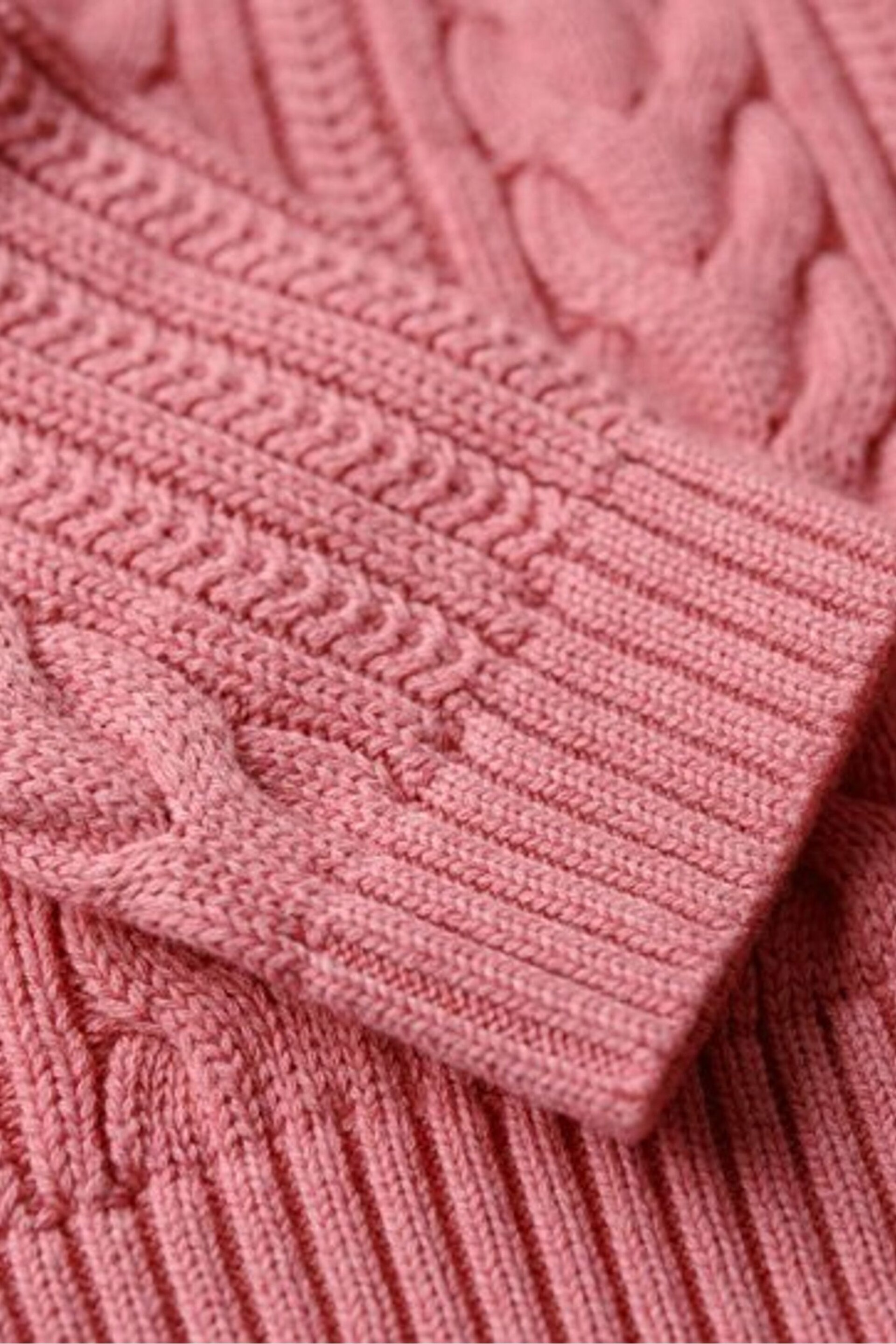 Superdry Pink Dropped Shoulder Cable Crew Jumper - Image 5 of 6