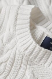 Superdry White Dropped Shoulder Cable Crew Jumper - Image 6 of 6