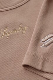 Superdry Light Brown Organic Cotton Ribbed Embroidered Fitted T-Shirt - Image 5 of 5