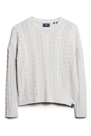 Superdry Grey Dropped Shoulder Cable Crew Jumper - Image 5 of 6