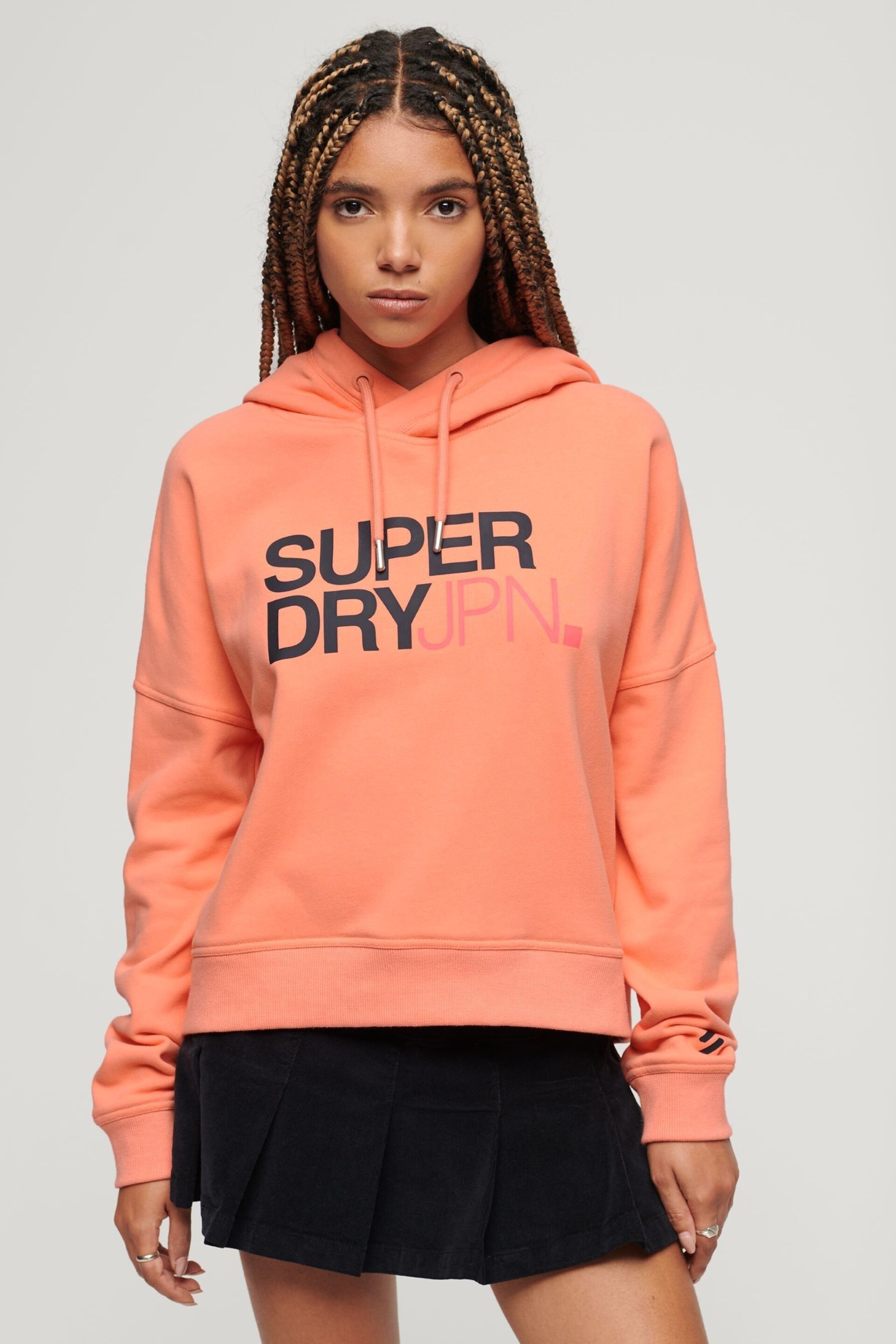 Superdry Pink Sportswear Logo Boxy Hoodie - Image 1 of 6