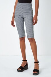 Roman Black Gingham Stretch Knee Length Shorts - Image 1 of 5