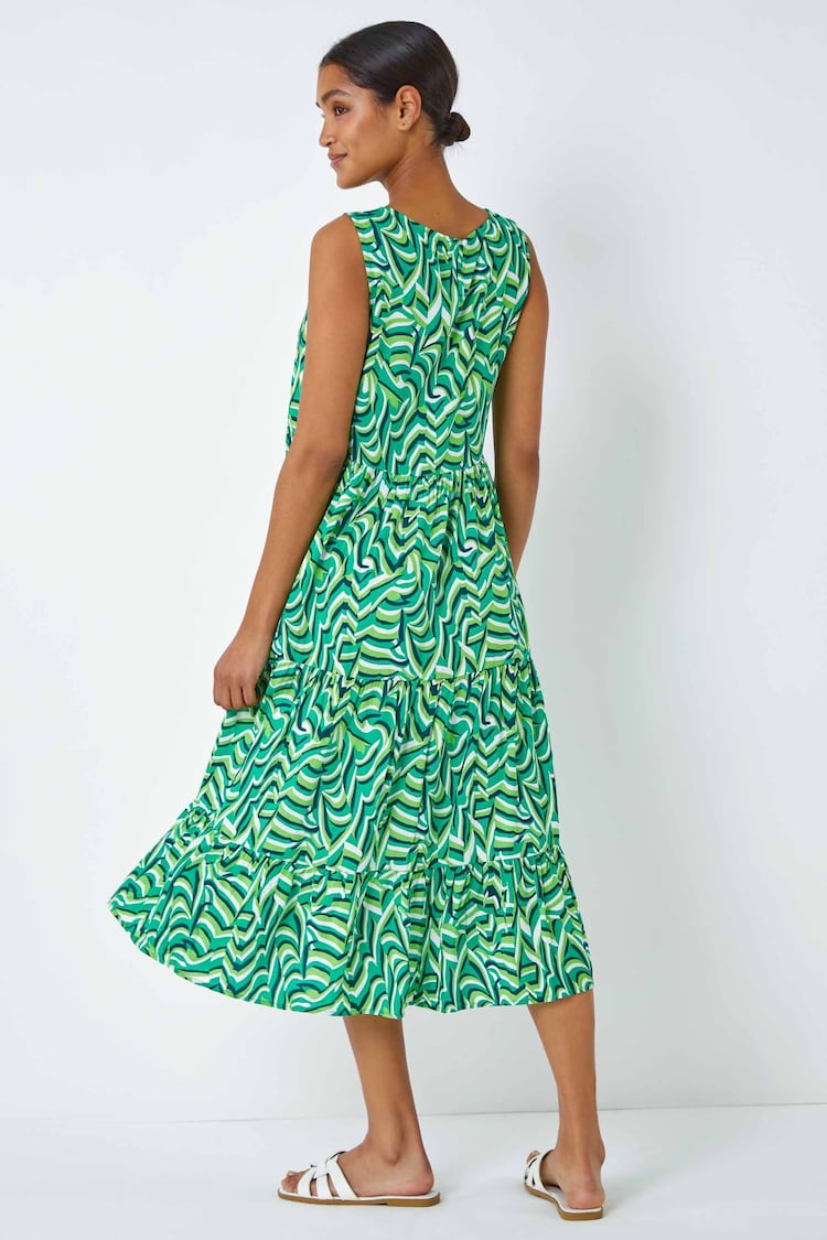 Roman Green Geometric Sleeveless Smock Dress - Image 2 of 5