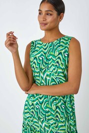 Roman Green Geometric Sleeveless Smock Dress - Image 4 of 5