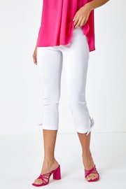 Roman White Cropped Stretch Tie Hem Trousers - Image 1 of 5