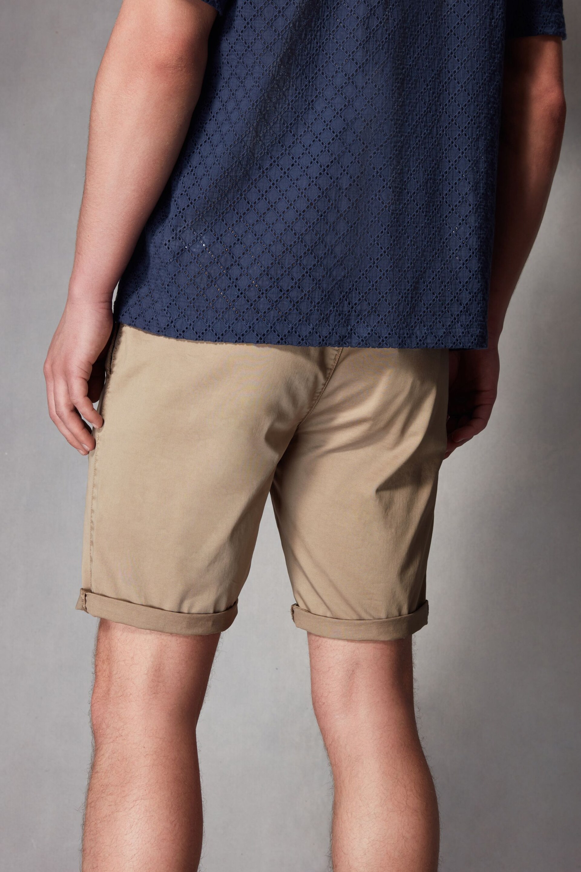 Stone Slim Fit Premium Laundered Stretch Chino Shorts - Image 3 of 10