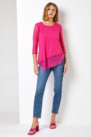 Roman Dark Pink Burnout Spot Print Asymmetric Top - Image 3 of 4