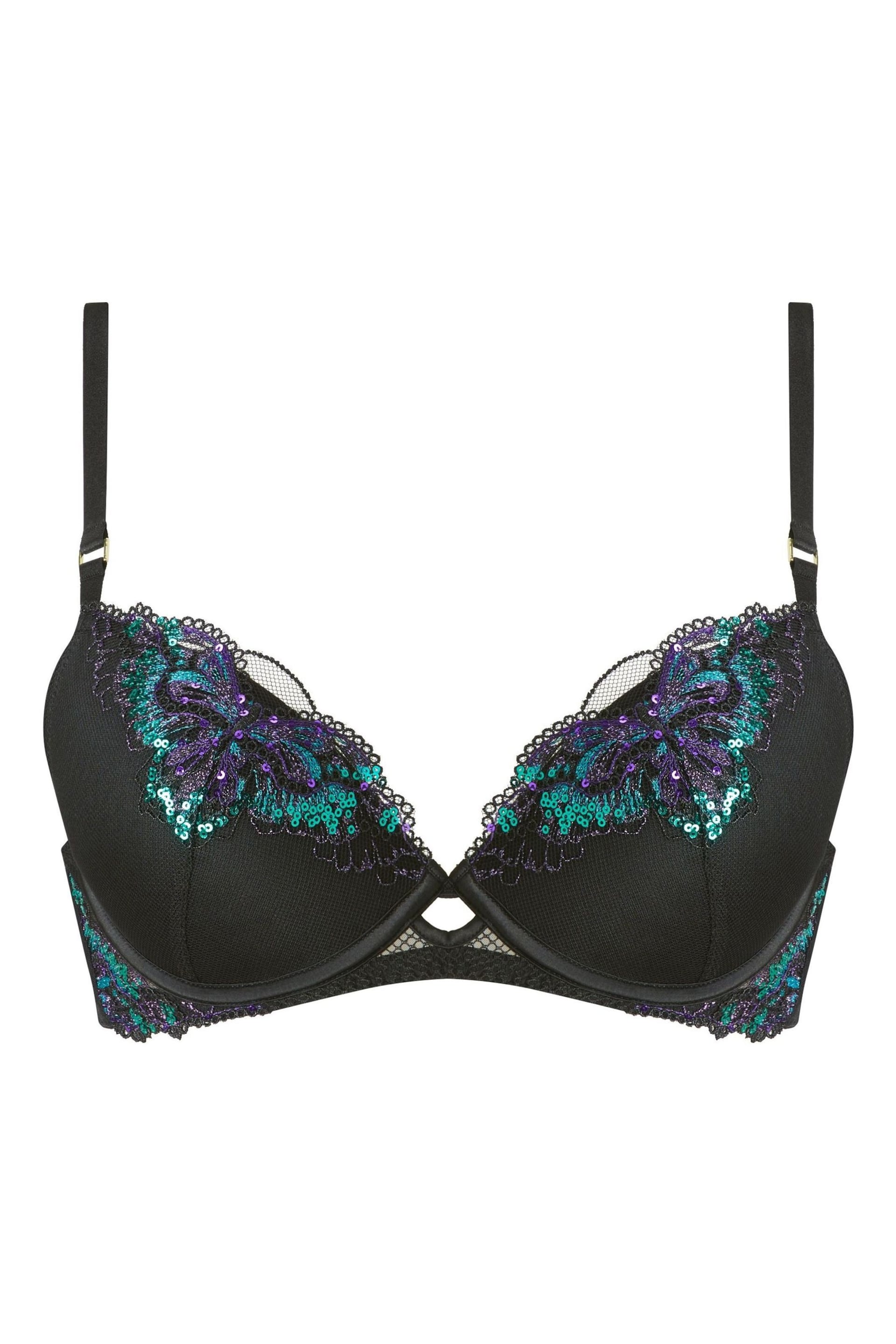 Ann Summers Black Moonlight Padded Plunge Sequin Bra - Image 6 of 6