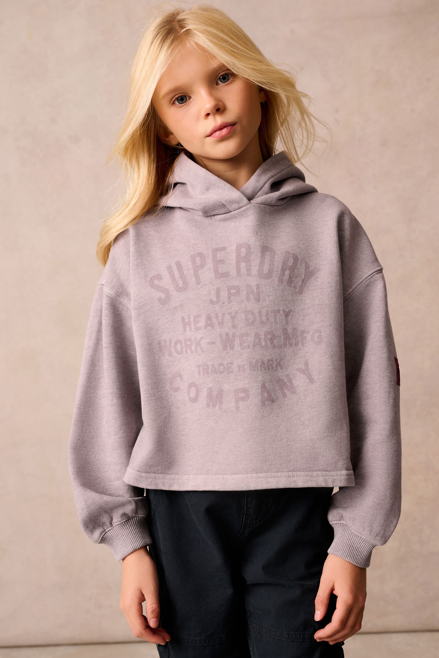 Superdry Purple Girls Printed Hoodie
