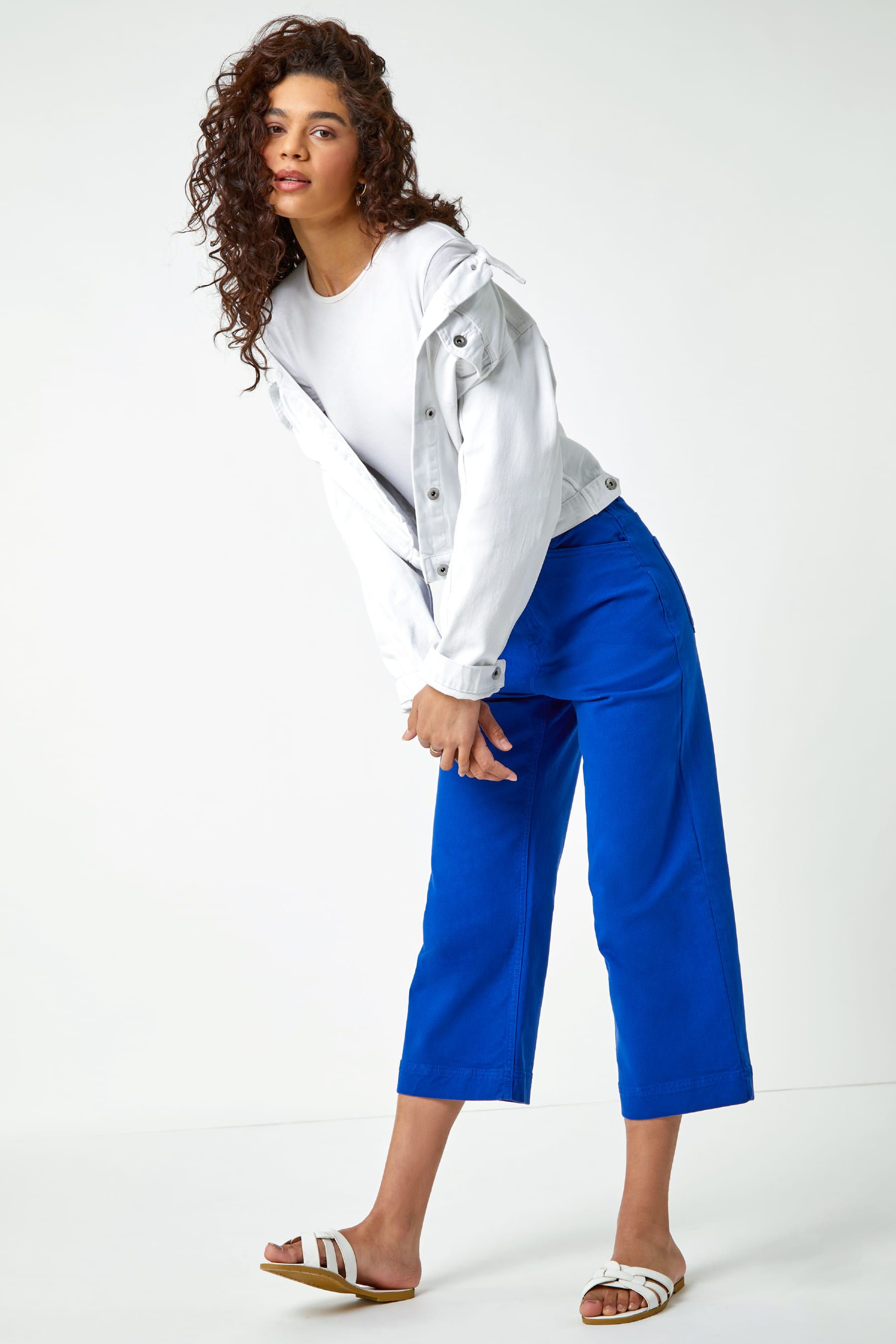 Buy Roman Blue Wide Leg Stretch Denim Culottes from the Next UK online shop