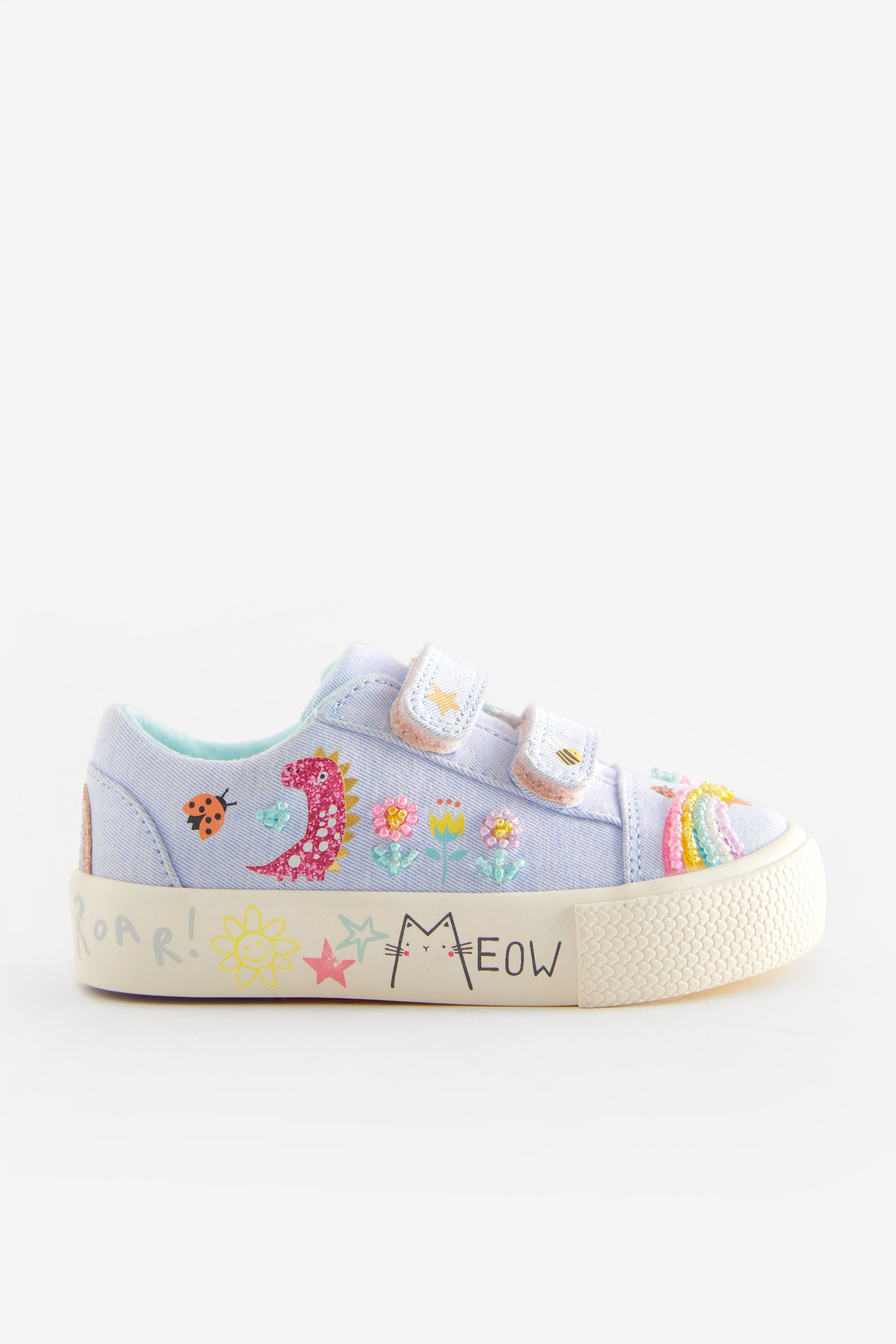 Buy Blue Rainbow Wide Fit G Embellished Touch Fasten Strap Trainers from Next Canada