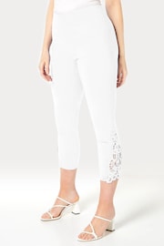 Roman White Lace Insert Crop Stretch Trousers - Image 1 of 4