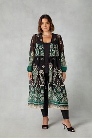 Live Unlimited Curve Green Placement Print Longline Kimono With Drawstring Waist - Image 1 of 4