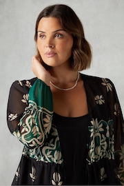 Live Unlimited Curve Green Placement Print Longline Kimono With Drawstring Waist - Image 4 of 4