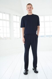 Navy EDIT Textured Pleated Trousers - Image 2 of 8