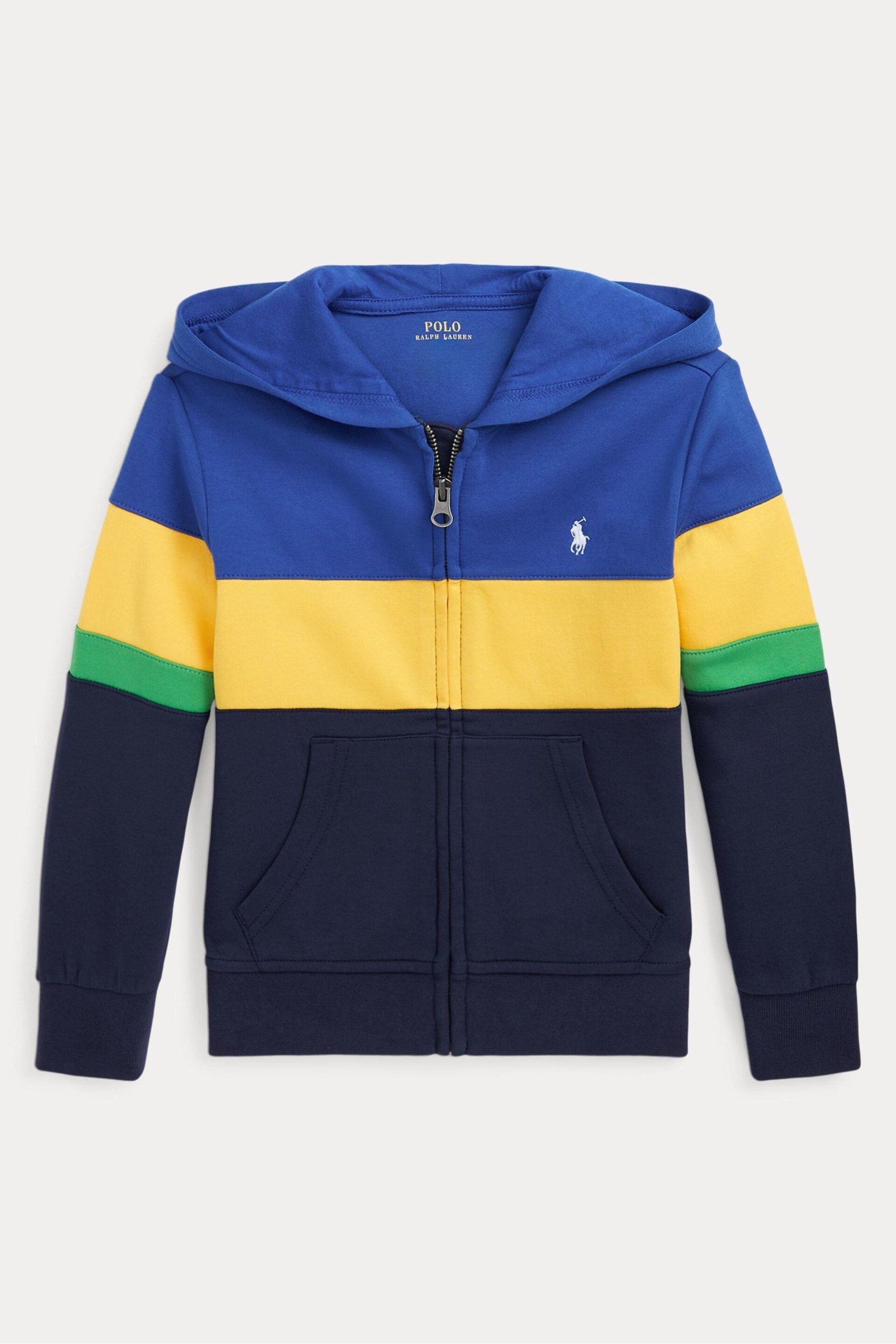 Polo Ralph Lauren Blue Striped DoubleKnit FullZip Hoodie - Image 1 of 4