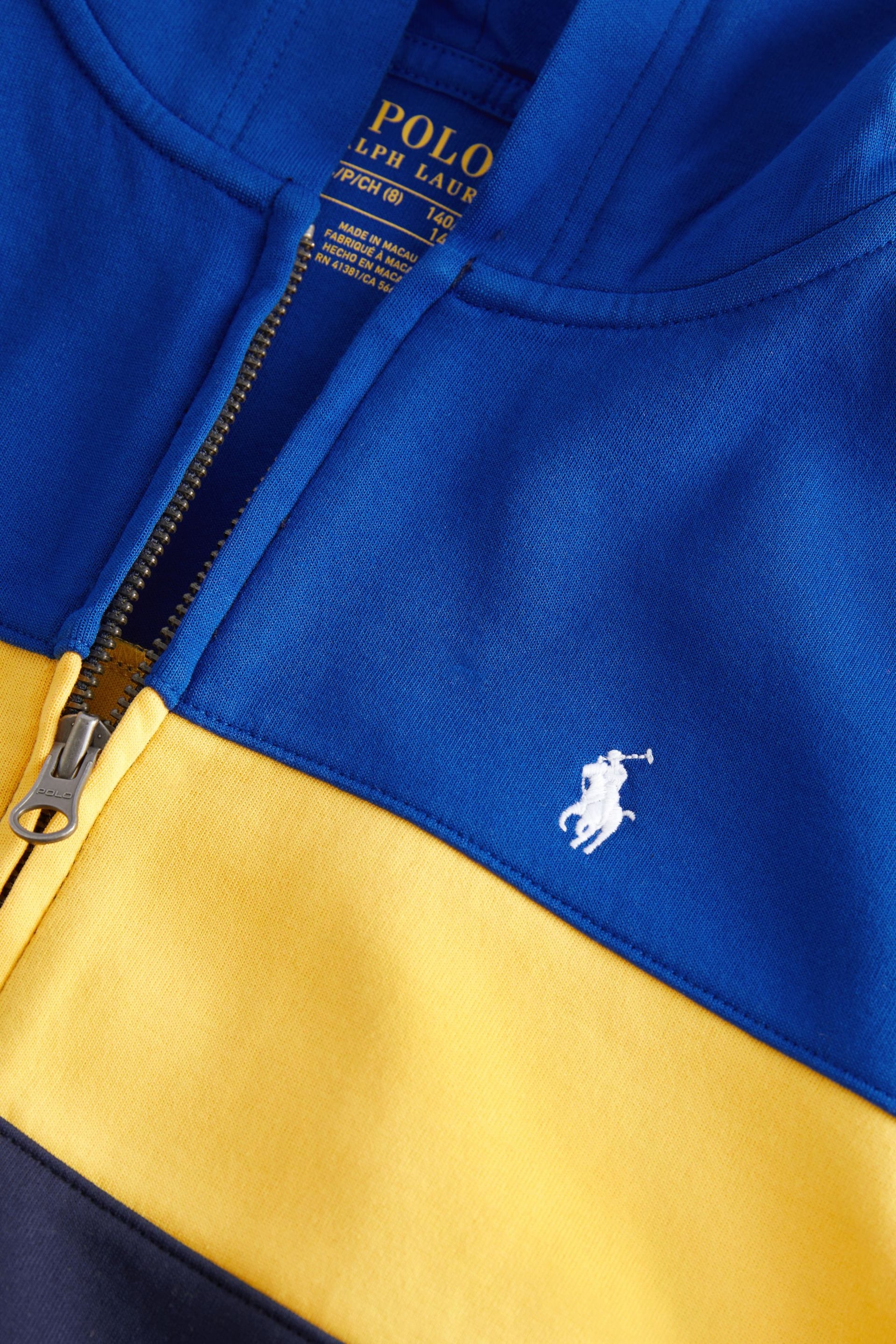 Polo Ralph Lauren Blue Striped DoubleKnit FullZip Hoodie - Image 3 of 4