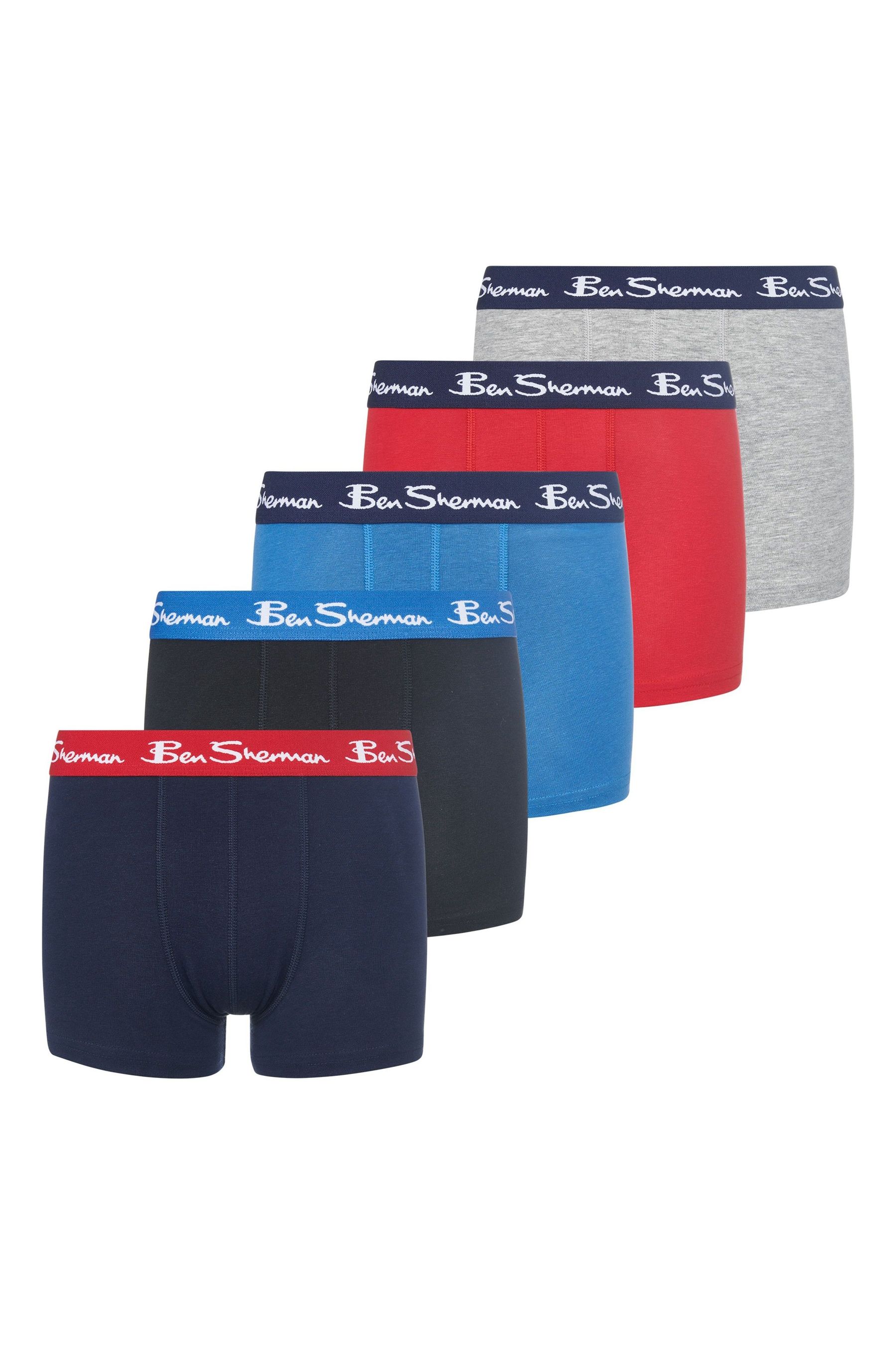 Buy Ben Sherman Boys Blue Multi Boxers 5 Pack from Next USA
