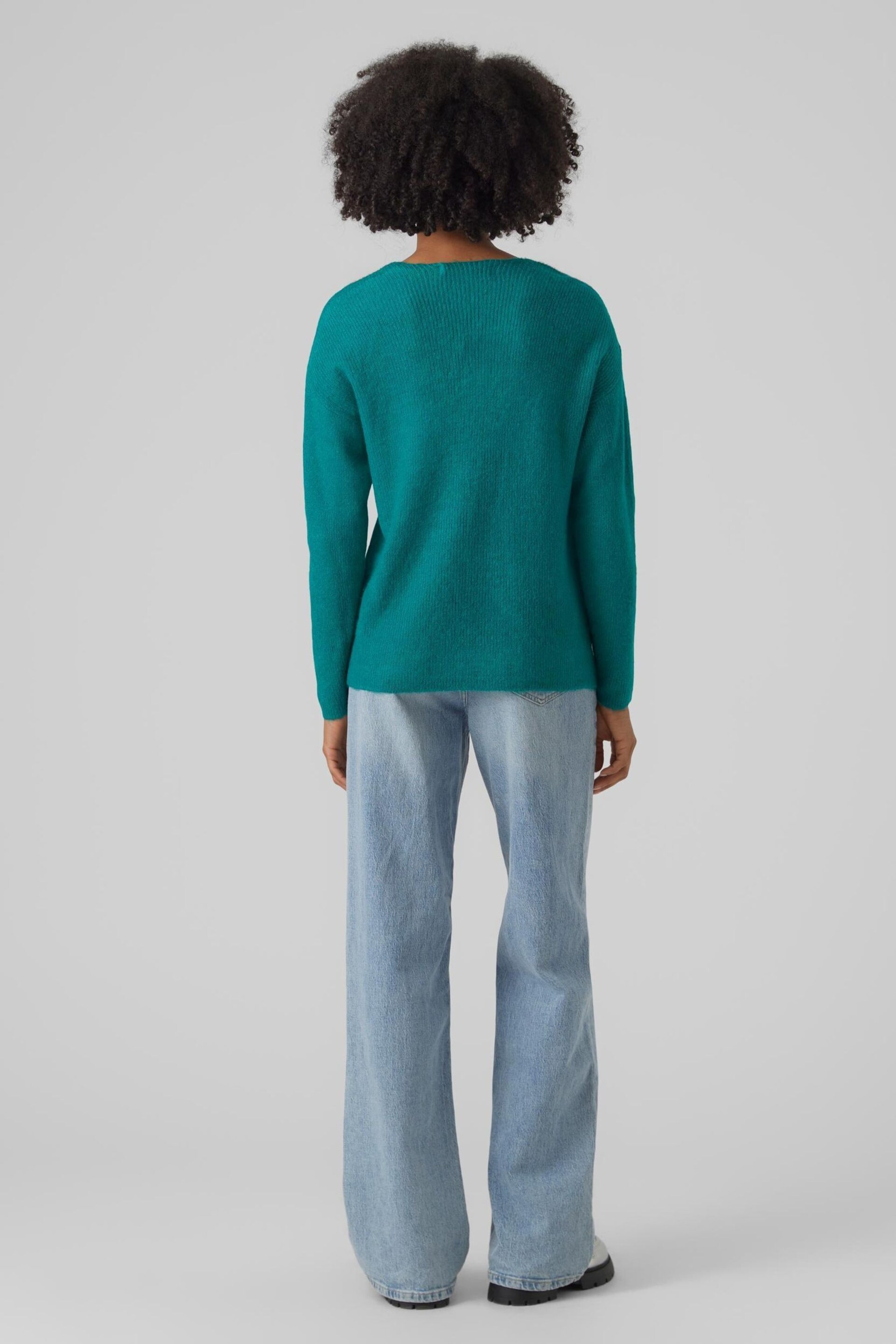 VERO MODA Green V-Neck Soft Touch Jumper - Image 2 of 5