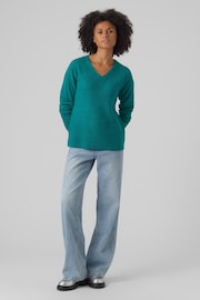 VERO MODA Green V-Neck Soft Touch Jumper - Image 4 of 5