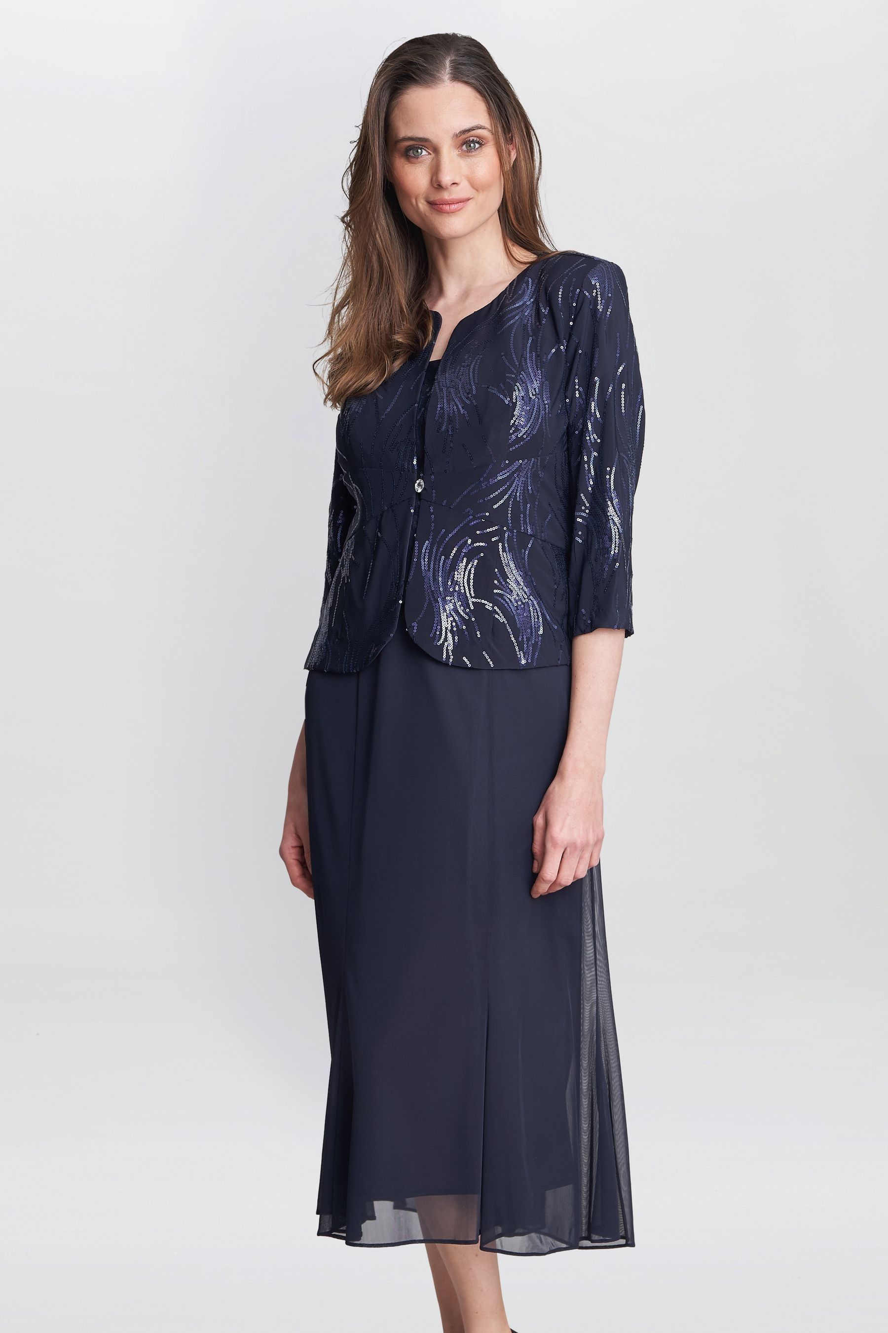 Buy Gina Bacconi Blue Karyn Midi Length Firework Sequin Jacket And Dress from Next Luxembourg