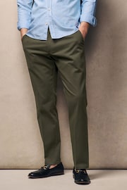 Khaki Green Slim Fit Stretch Sateen Chino Trousers - Image 1 of 6