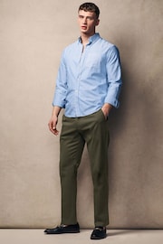 Khaki Green Slim Fit Stretch Sateen Chino Trousers - Image 2 of 6