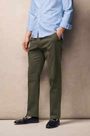 Khaki Green Slim Fit Stretch Sateen Chino Trousers - Image 3 of 11