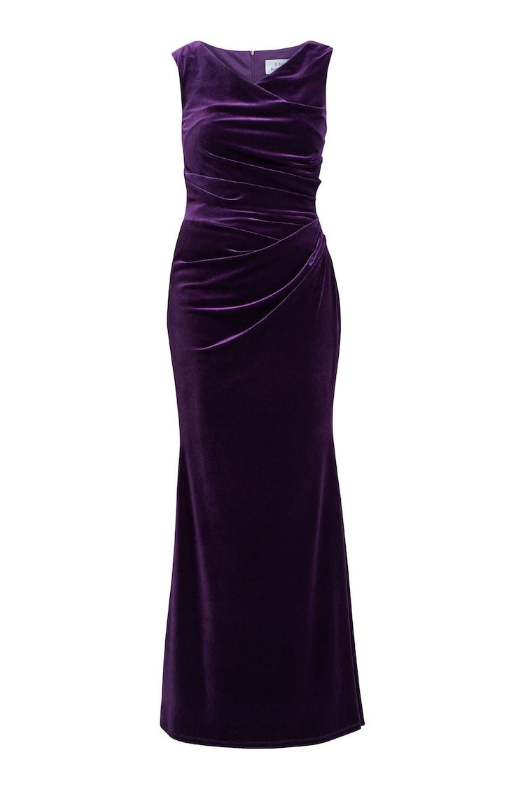 Gina Bacconi Purple Selena Velvet Maxi Dress - 圖片 5/5