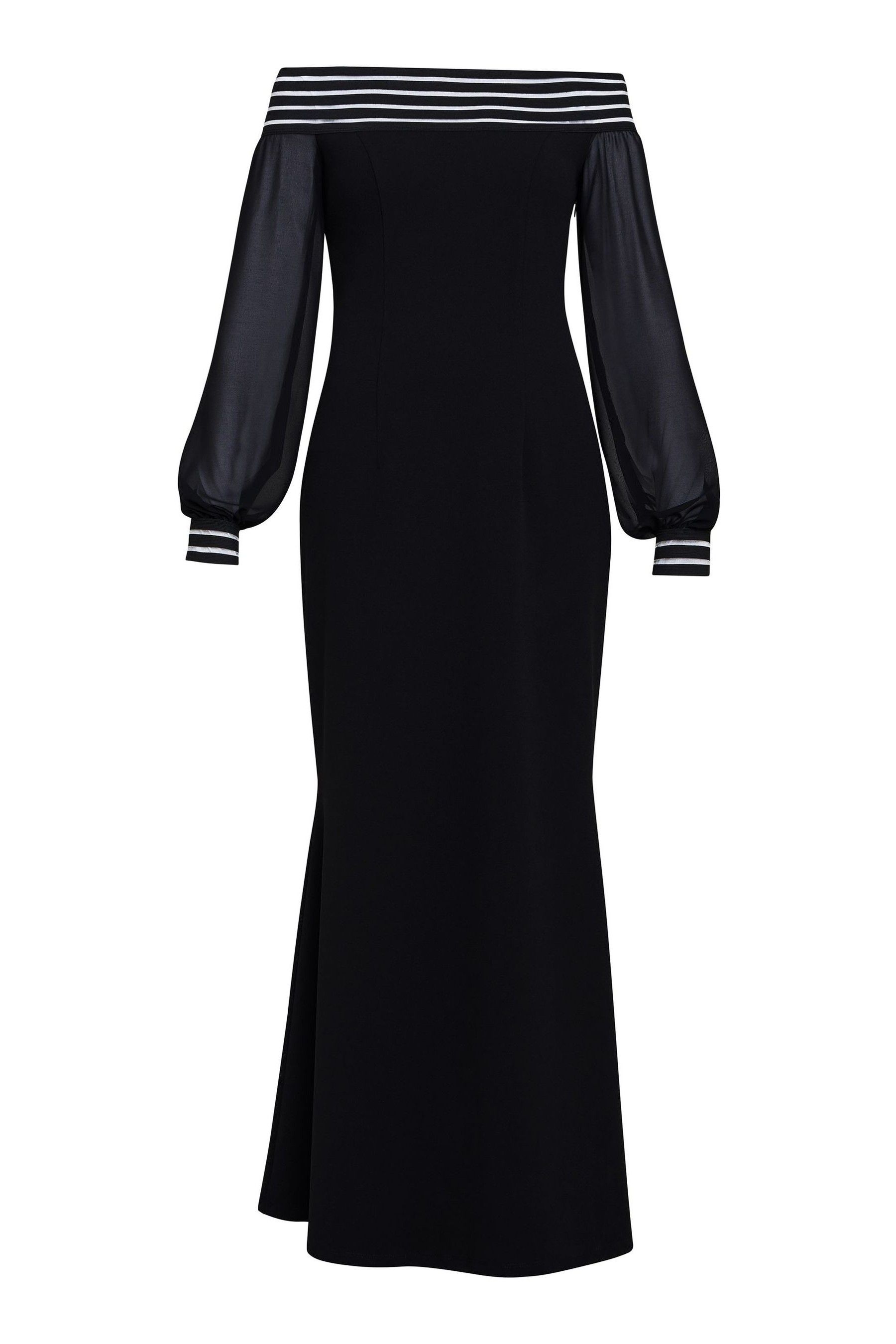 Gina Bacconi Vanessa Crepe Maxi Black Dress With Neck Trim